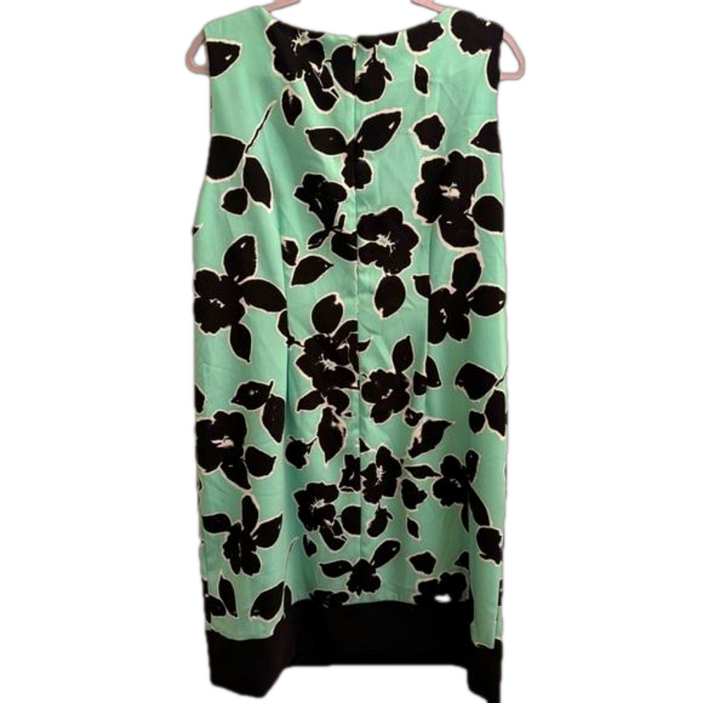 NWT RONNI NICOLE Shift Sleeveless Boat Neck Green & Black Floral Print Dress 16W - Picture 5 of 7
